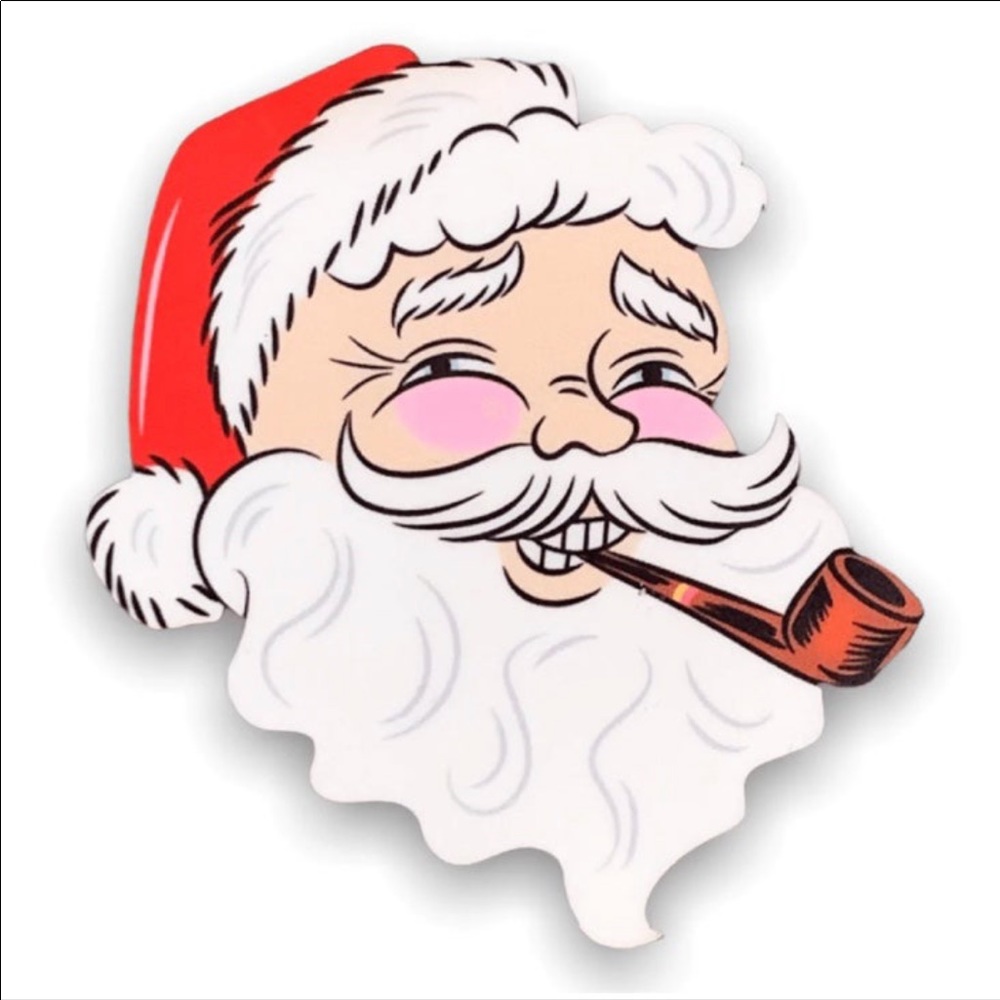 Eleven Pipers Piping Santa Clause with Pipe Retro Brooch by Lipstick & Chrome